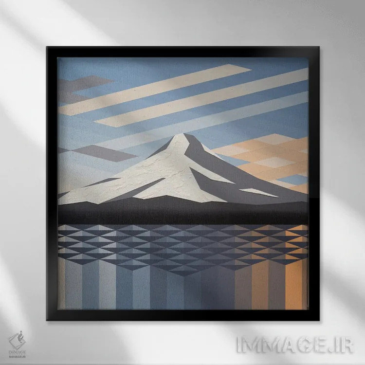 تابلو انتزاعی انعکاس کوه اثر جون یونگجین - نمای قابدار مشکی