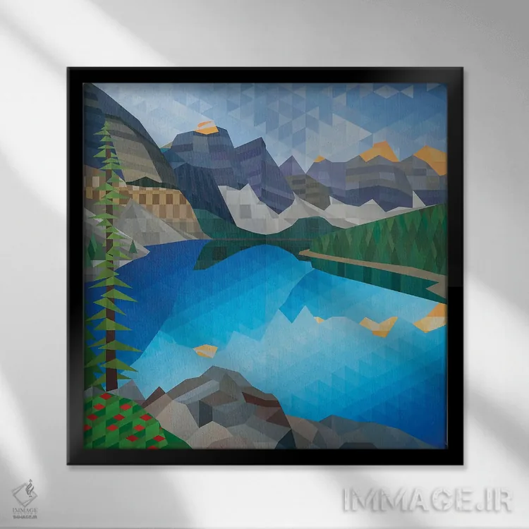 تابلو انتزاعی نمایی از کوه اثر جون یونگجین - نمای قابدار مشکی