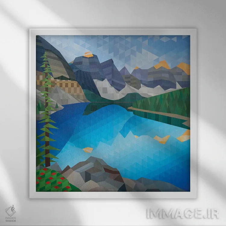 تابلو انتزاعی نمایی از کوه اثر جون یونگجین - نمای قابدار سفید