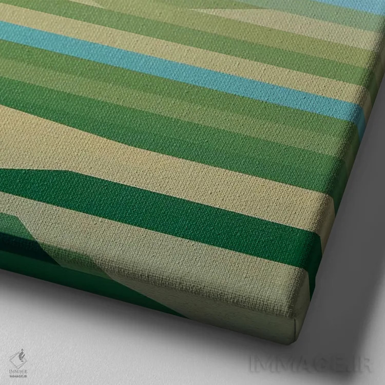 تابلو مینیمال کوه بر فراز سبزه زار اثر جون یونگجین - نمای نزدیک بافت بوم