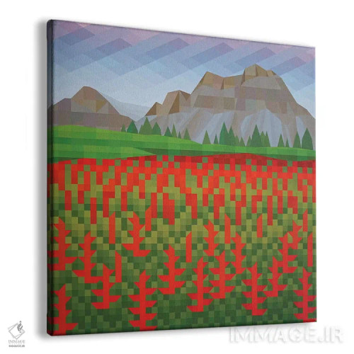 تابلو مینیمال دشت شقایق اثر جون یونگجین - نمای پرسپکتیو محصول