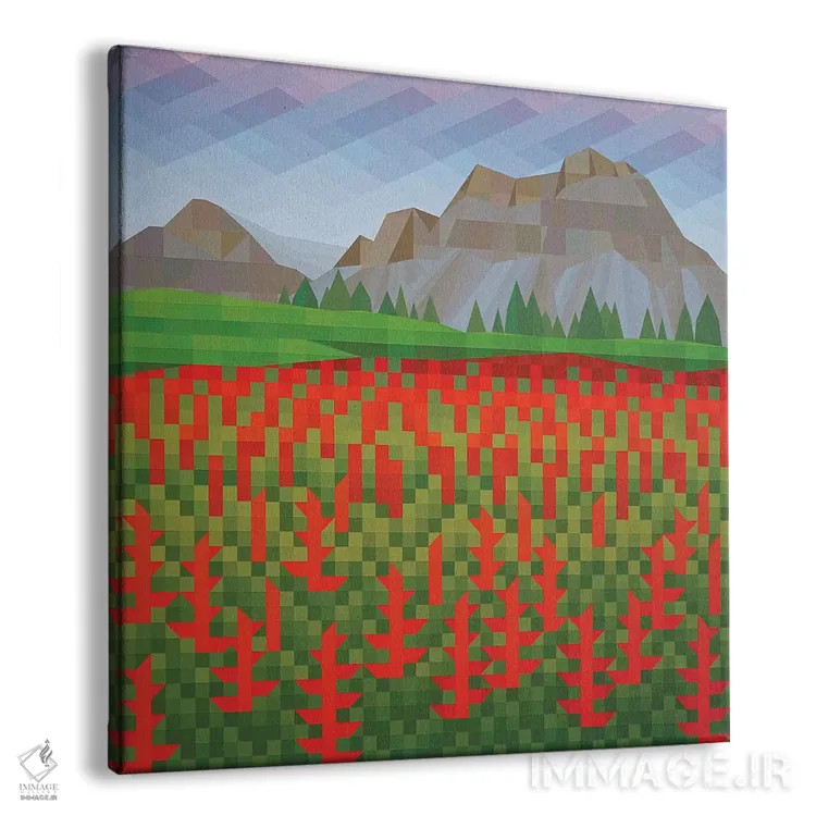 تابلو مینیمال دشت شقایق اثر جون یونگجین - نمای پرسپکتیو محصول