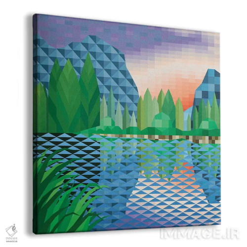 تابلو مینیمال غروب کنار دریاچه اثر جون یونگجین - نمای پرسپکتیو محصول