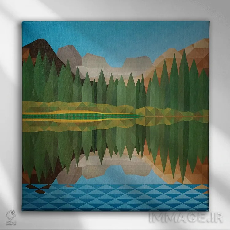 تابلو مینیمال انعکاس دریاچه اثر جون یونگجین - نمای روبهرو روی دیوار