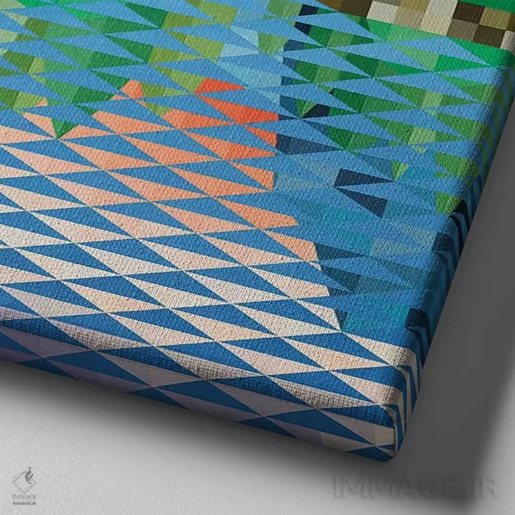 تابلو مینیمال غروب کنار دریاچه اثر جون یونگجین - نمای نزدیک بافت بوم