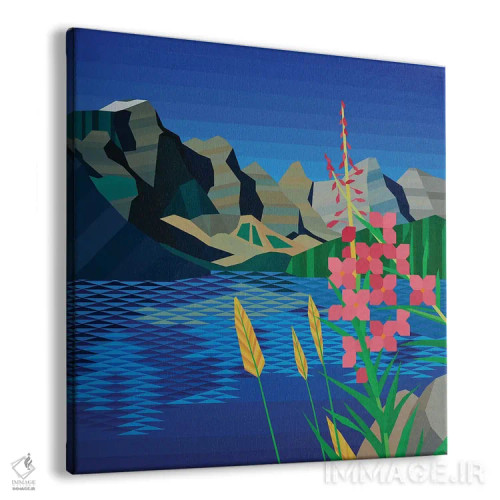 تابلو مینیمال گل وحشی صورتی اثر جون یونگجین - نمای پرسپکتیو محصول