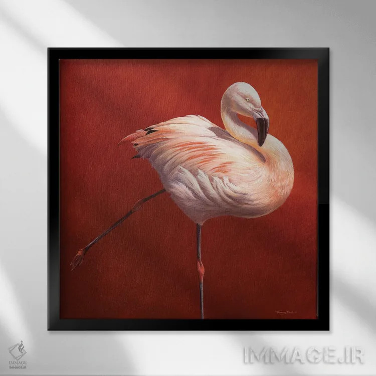 تابلو دکوراتیو پرنده آتشین اثر جرمی پاول - نمای قابدار مشکی