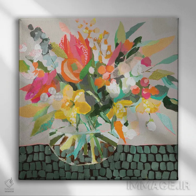 تابلو دکوراتیو دسته گل عجیب و غریب اثر جنی وستنهوفر - نمای روبهرو روی دیوار