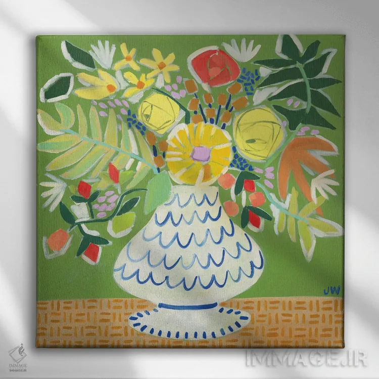 تابلو دکوراتیو دسته گل اندی اثر جنی وستنهوفر - نمای روبهرو روی دیوار