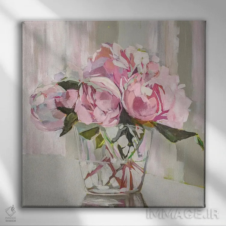 تابلو دکوراتیو پیونی اثر جنی وستنهوفر - نمای روبهرو روی دیوار