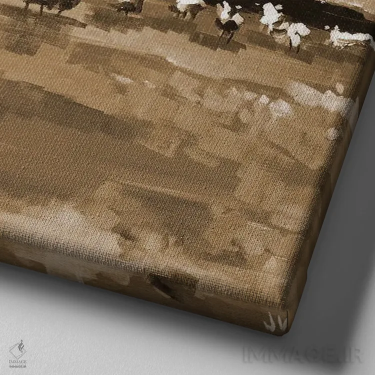 تابلو انتزاعی چراگاه به سبک سنتی اثر جنی وستنهوفر - نمای نزدیک بافت بوم