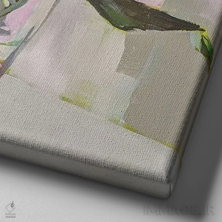 تابلو دکوراتیو پیونی اثر جنی وستنهوفر - نمای نزدیک بافت بوم