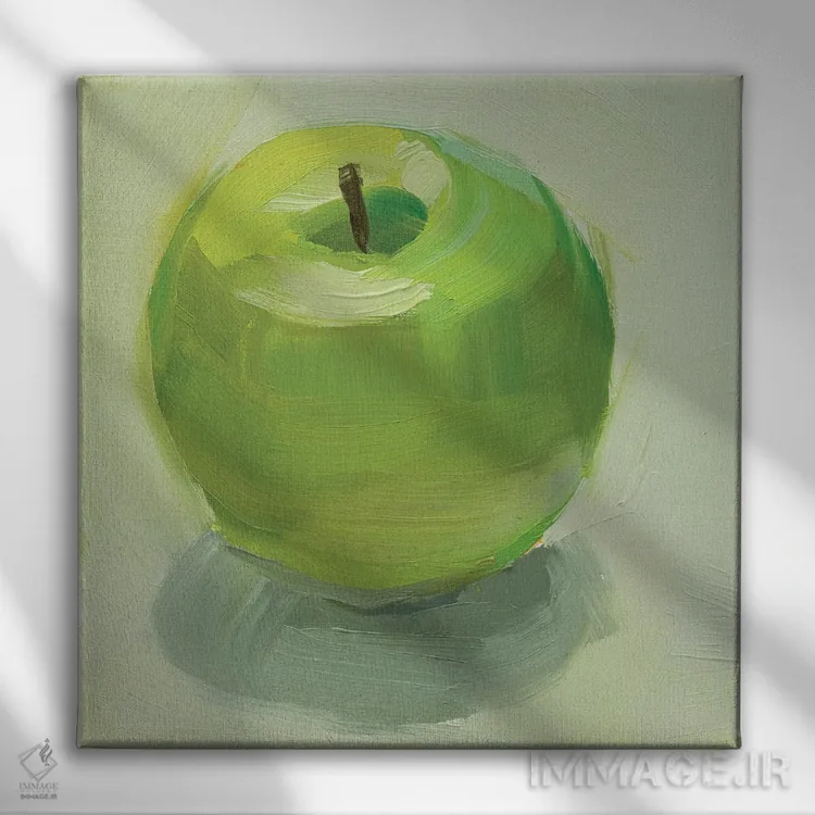 تابلو دکوراتیو سیب سبز اثر جنی وستنهوفر - نمای روبهرو روی دیوار