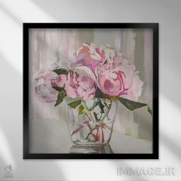 تابلو دکوراتیو پیونی اثر جنی وستنهوفر - نمای قابدار مشکی