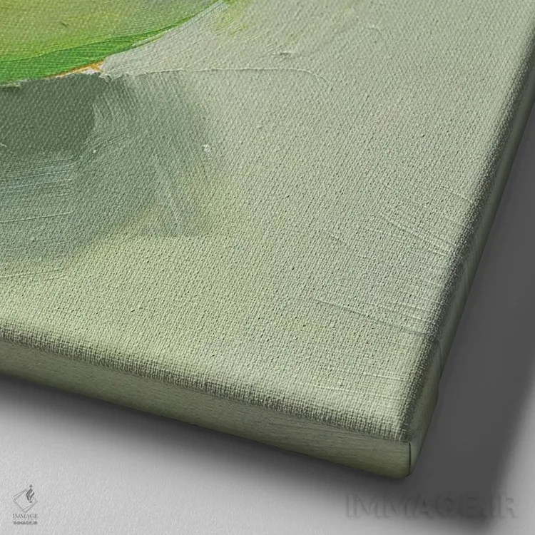 تابلو دکوراتیو سیب سبز اثر جنی وستنهوفر - نمای نزدیک بافت بوم