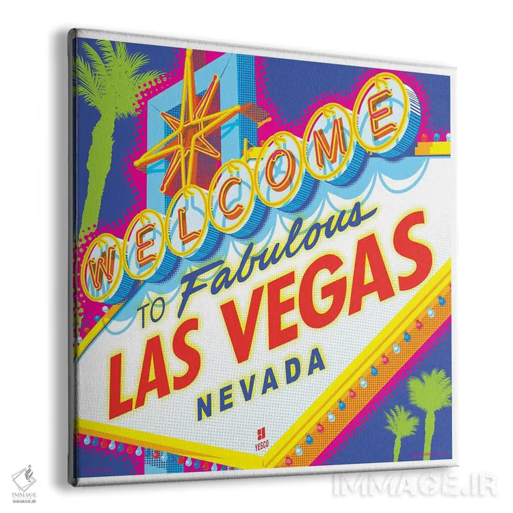 تابلو دکوراتیو پوستر پاپ آرت؛ تابلوی خوش آمد به لاس وگاس اثر جیم زانیسر - نمای پرسپکتیو محصول