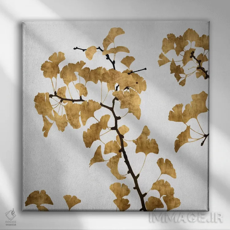 تابلو دکوراتیو جینکو طلایی I اثر کیت بنت - نمای روبهرو روی دیوار
