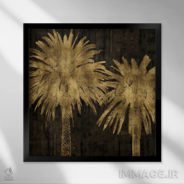تابلو دکوراتیو نخل های طلایی II اثر کیت بنت - نمای قابدار مشکی