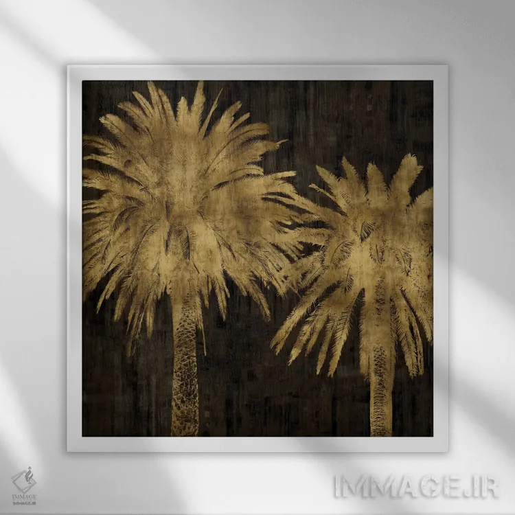 تابلو دکوراتیو نخل های طلایی II اثر کیت بنت - نمای قابدار سفید