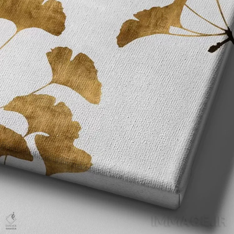 تابلو دکوراتیو جینکو طلایی I اثر کیت بنت - نمای نزدیک بافت بوم