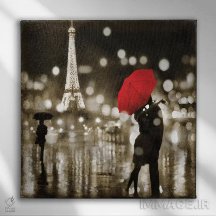 تابلو دکوراتیو بوسه ای در پاریس اثر کیت کاریگان - نمای روبهرو روی دیوار