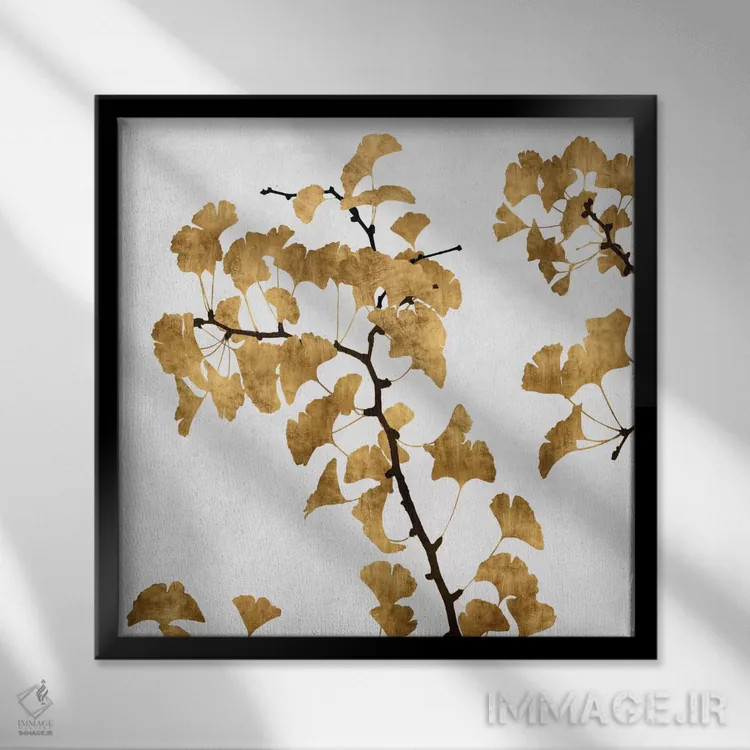 تابلو دکوراتیو جینکو طلایی I اثر کیت بنت - نمای قابدار مشکی