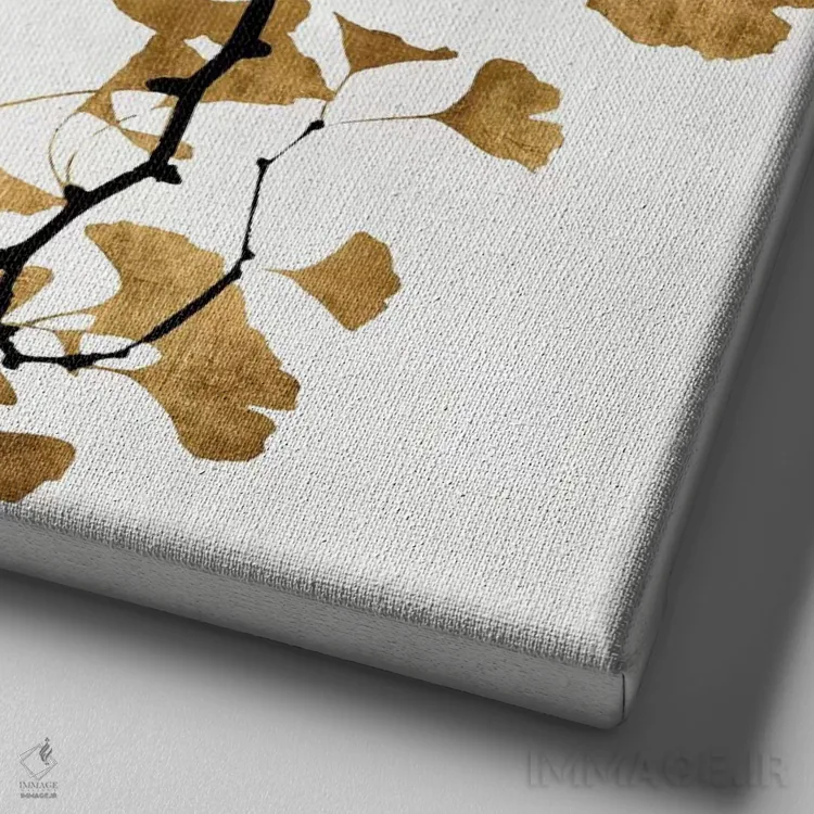 تابلو دکوراتیو جینکو طلایی II اثر کیت بنت - نمای نزدیک بافت بوم