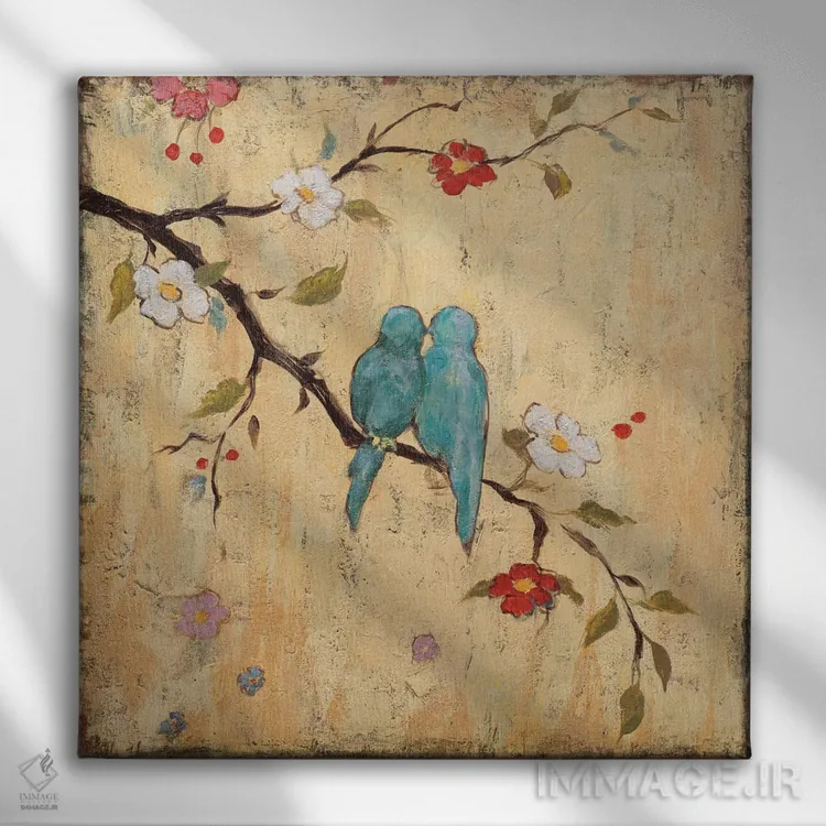 تابلو مدرن پرندگان عاشق II اثر کتی فرانسیس - نمای روبهرو روی دیوار
