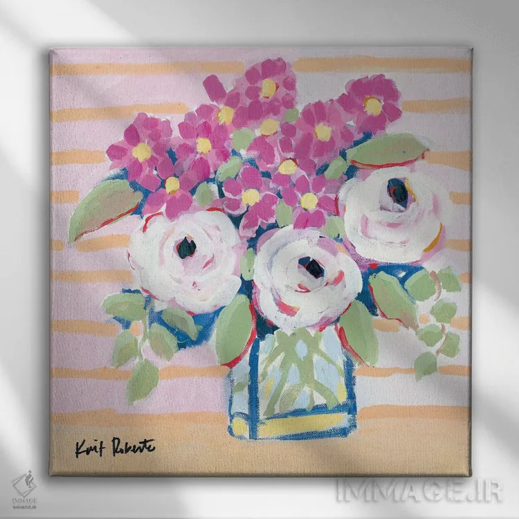 تابلو دکوراتیو دسته گل بازار اثر کیت رابرتس - نمای روبهرو روی دیوار