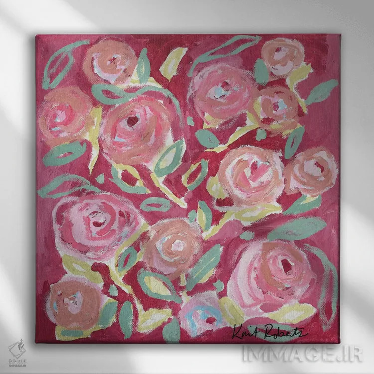 تابلو دکوراتیو شکوفه زدن در رز اثر کیت رابرتس - نمای روبهرو روی دیوار
