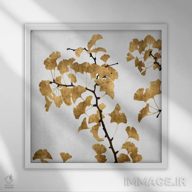 تابلو دکوراتیو جینکو طلایی I اثر کیت بنت - نمای قابدار سفید