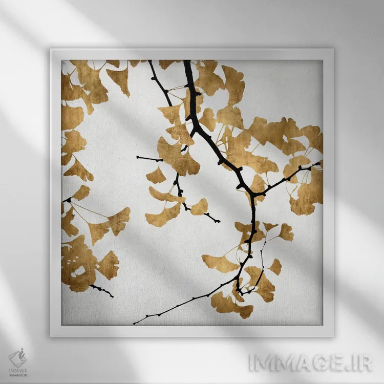 تابلو دکوراتیو جینکو طلایی II اثر کیت بنت - نمای قابدار سفید