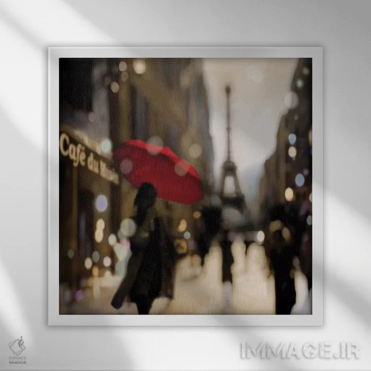 تابلو دکوراتیو گشتی در پاریس اثر کیت کاریگان - نمای قابدار سفید