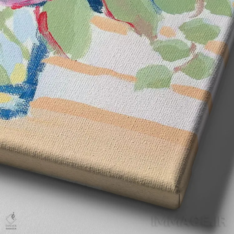 تابلو دکوراتیو دسته گل بازار اثر کیت رابرتس - نمای نزدیک بافت بوم