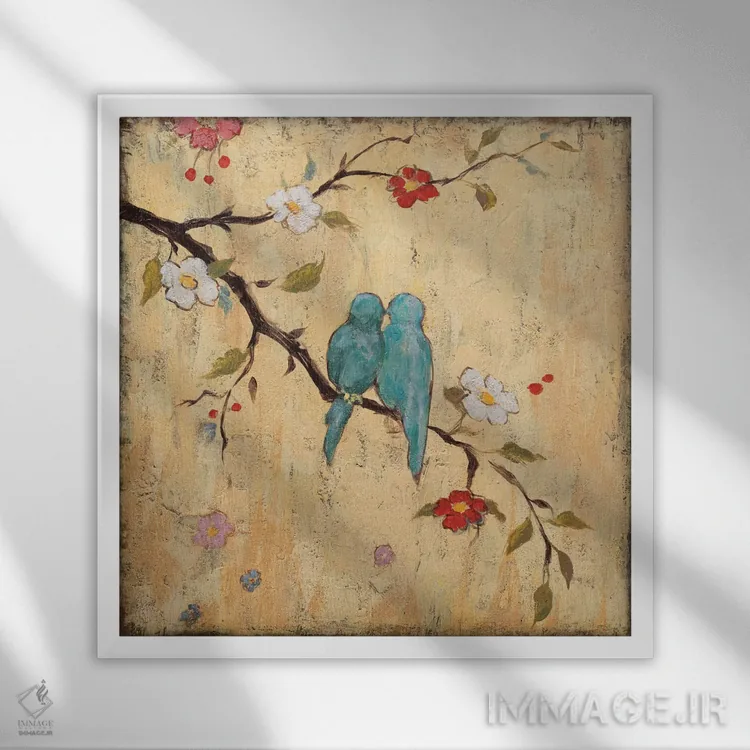 تابلو مدرن پرندگان عاشق II اثر کتی فرانسیس - نمای قابدار سفید
