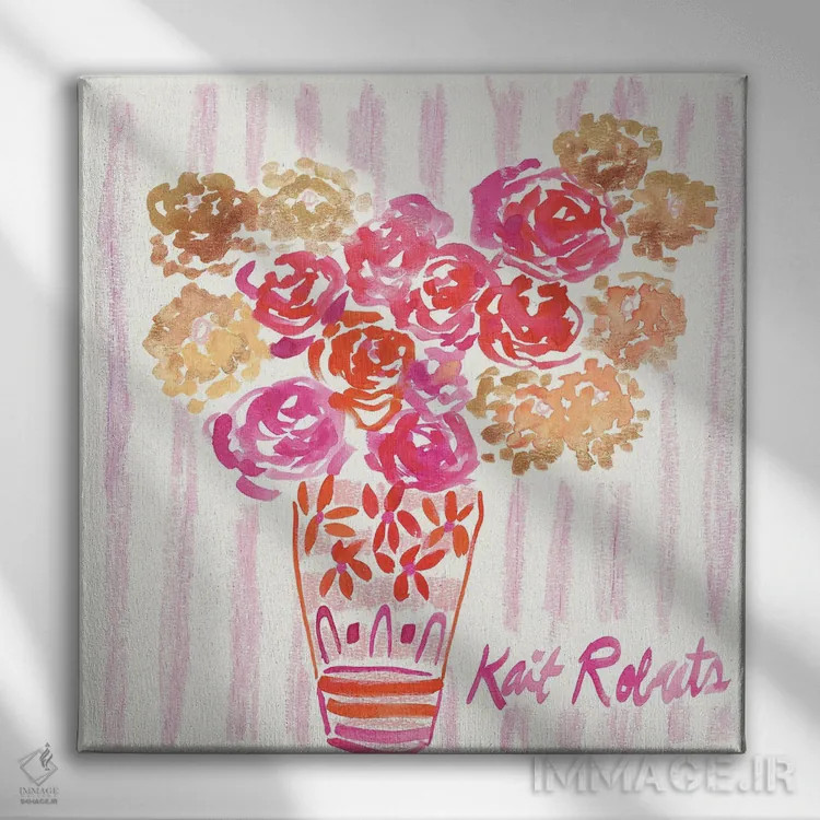 تابلو دکوراتیو شکوفه های اتاق خواب اثر کیت رابرتس - نمای روبهرو روی دیوار