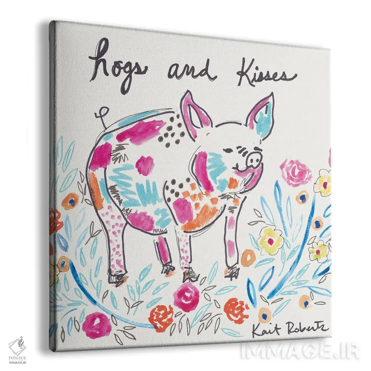 تابلو دکوراتیو بوسه ها و خوک ها اثر کیت رابرتس - نمای پرسپکتیو محصول