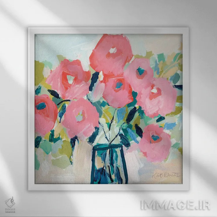 تابلو دکوراتیو شکوفه ها برای روثی اثر کیت رابرتس - نمای قابدار سفید