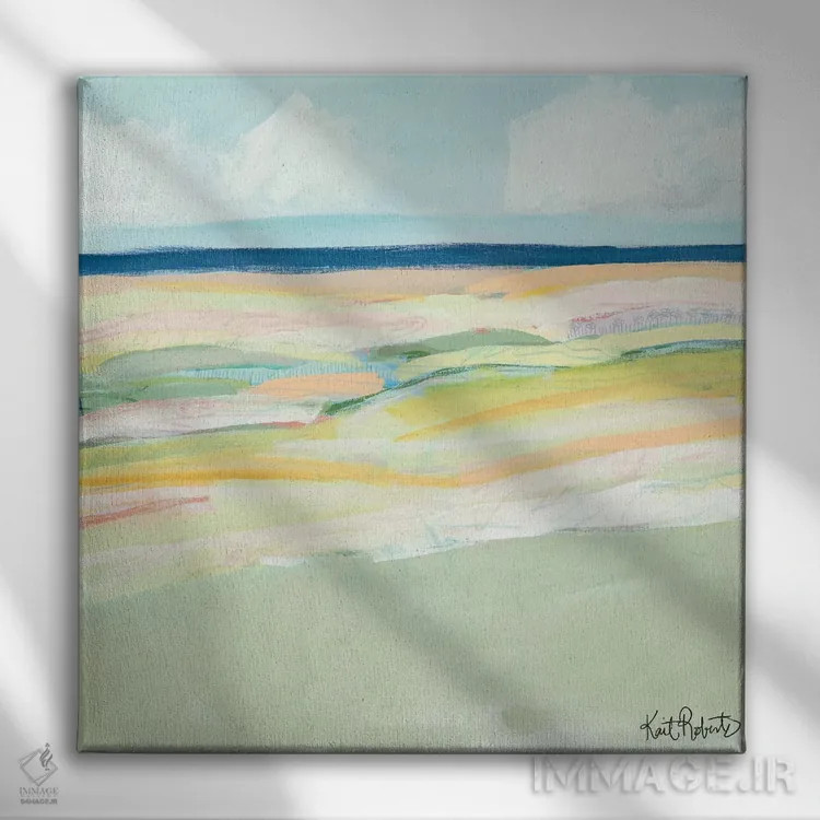 تابلو انتزاعی تپه های شنی ساحل اثر کیت رابرتس - نمای روبهرو روی دیوار