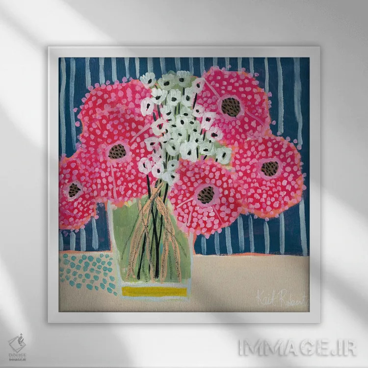 تابلو دکوراتیو گل ها برای بل III اثر کیت رابرتس - نمای قابدار سفید