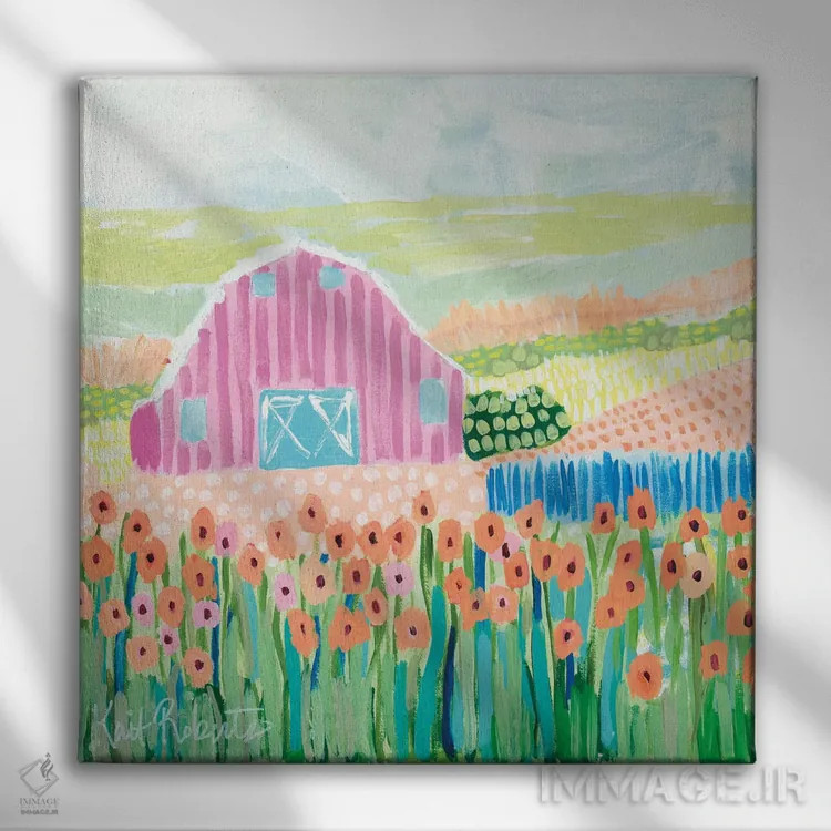 تابلو دکوراتیو قدم زدن در مزرعه اثر کیت رابرتس - نمای روبهرو روی دیوار