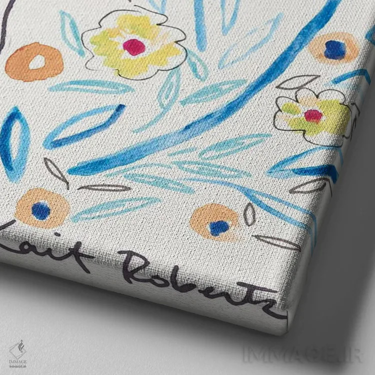 تابلو دکوراتیو بوسه ها و خوک ها اثر کیت رابرتس - نمای نزدیک بافت بوم