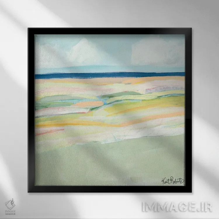 تابلو انتزاعی تپه های شنی ساحل اثر کیت رابرتس - نمای قابدار مشکی