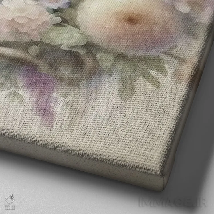 تابلو دکوراتیو بره و گل های کلبه اثر کاترینا جونز - نمای نزدیک بافت بوم