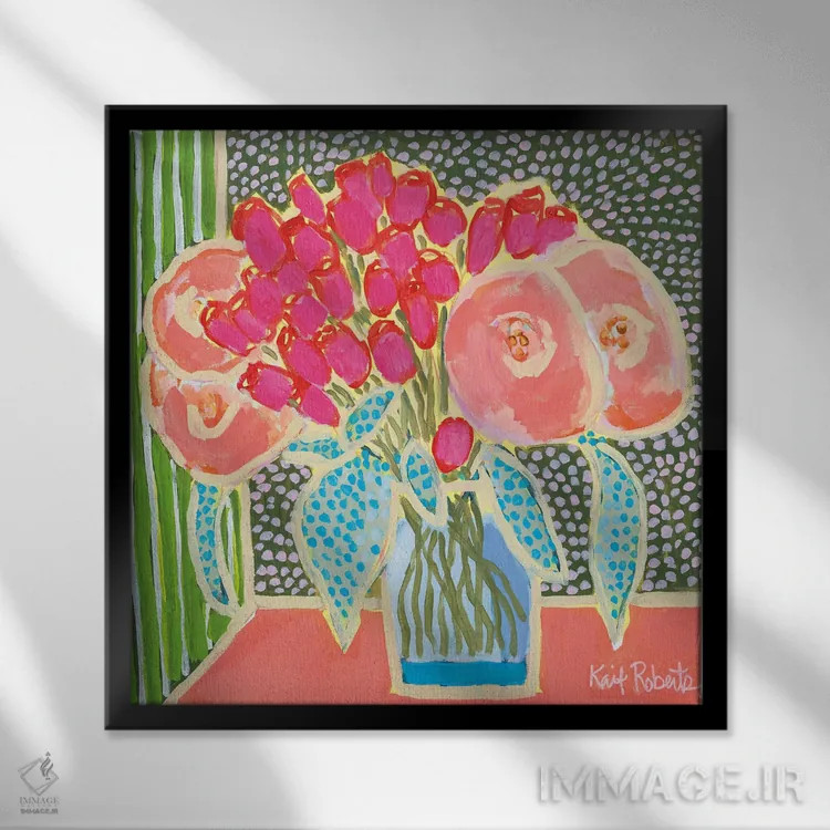 تابلو دکوراتیو گل ها برای مود شماره ۲ اثر کیت رابرتس - نمای قابدار مشکی
