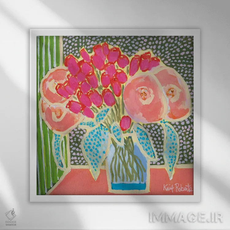 تابلو دکوراتیو گل ها برای مود شماره ۲ اثر کیت رابرتس - نمای قابدار سفید