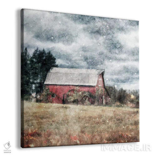 تابلو دکوراتیو اولین برف در مزرعه اثر کاترینا جونز - نمای پرسپکتیو محصول