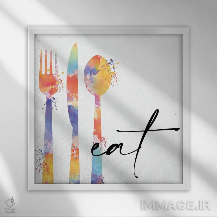 تابلو دکوراتیو غذا خوردن ۱ اثر کیمبرلی آلن - نمای قابدار سفید