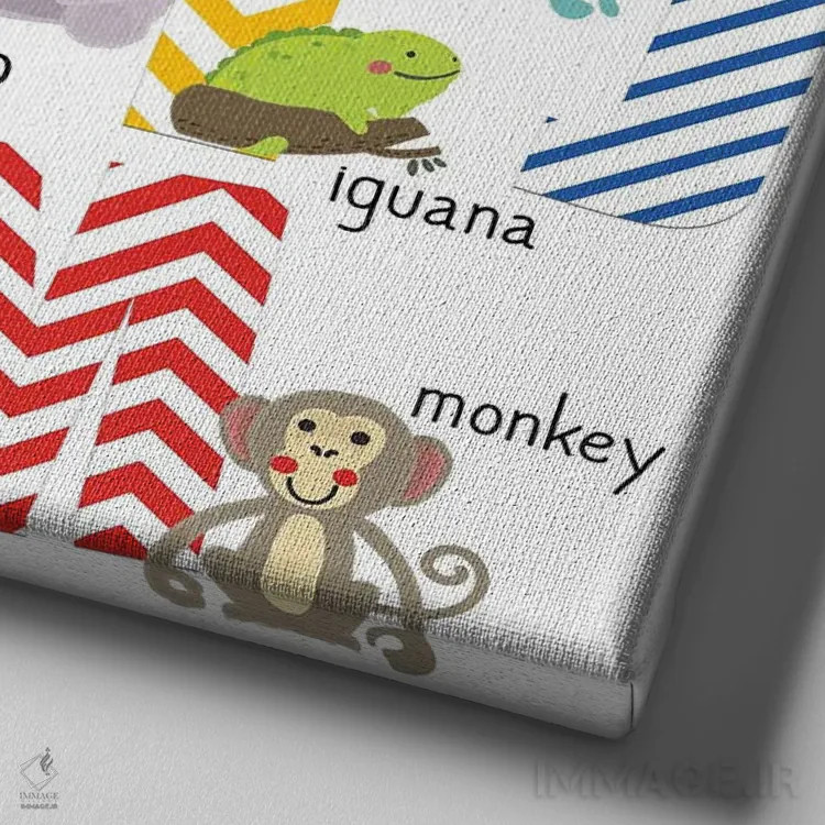 تابلو دکوراتیو حروف الفبا I اثر کیمبرلی آلن - نمای نزدیک بافت بوم