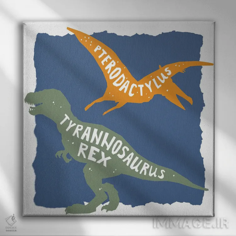 تابلو دکوراتیو دایناسور قوی II نسخه دوم اثر کیمبرلی آلن - نمای روبهرو روی دیوار
